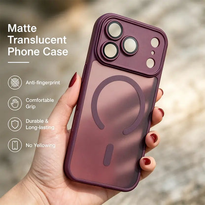 Luxury Matte Translucent Phone Cases Compatible with Iphone 18 Pro Max 17 Pro Max 15 16 Pro Max 18Promax Case Shockproof Armor Design Magnetic Wireless Charging Full Camera Lens Protection Soft Bumper Men Women 18Pro Phone Cover