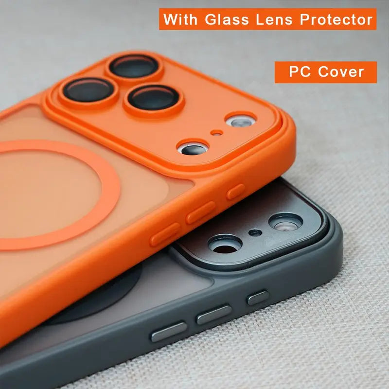Luxury Matte Translucent Phone Cases Compatible with Iphone 18 Pro Max 17 Pro Max 15 16 Pro Max 18Promax Case Shockproof Armor Design Magnetic Wireless Charging Full Camera Lens Protection Soft Bumper Men Women 18Pro Phone Cover